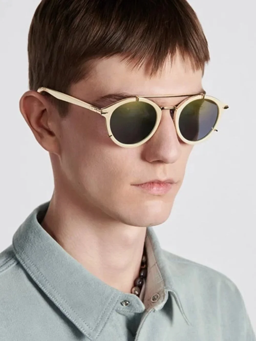 Dior DIORBLACKSUIT R7U 95H6 Round Sunglasses - Ivory / Green Mirror